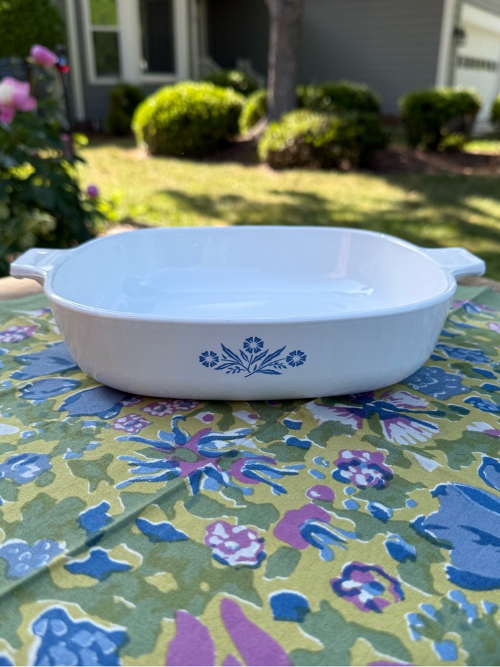 Vintage Corningware Blue Cornflower White Ceramic Baking Dish P-9-B